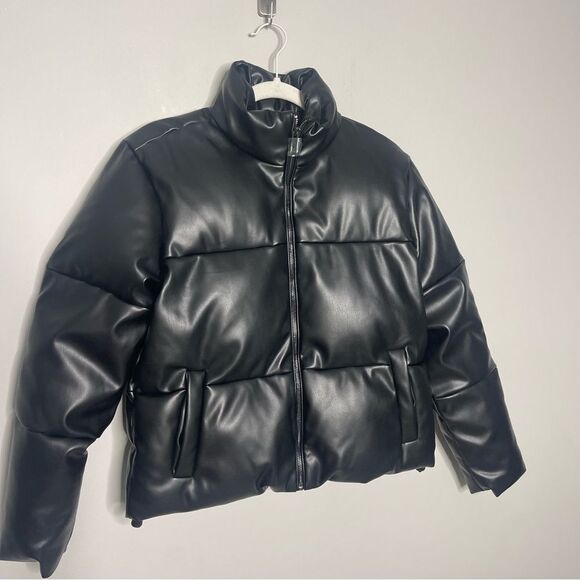 NEW The Drop Vegan  Leather Puffer Jacket - Picture 4 of 6